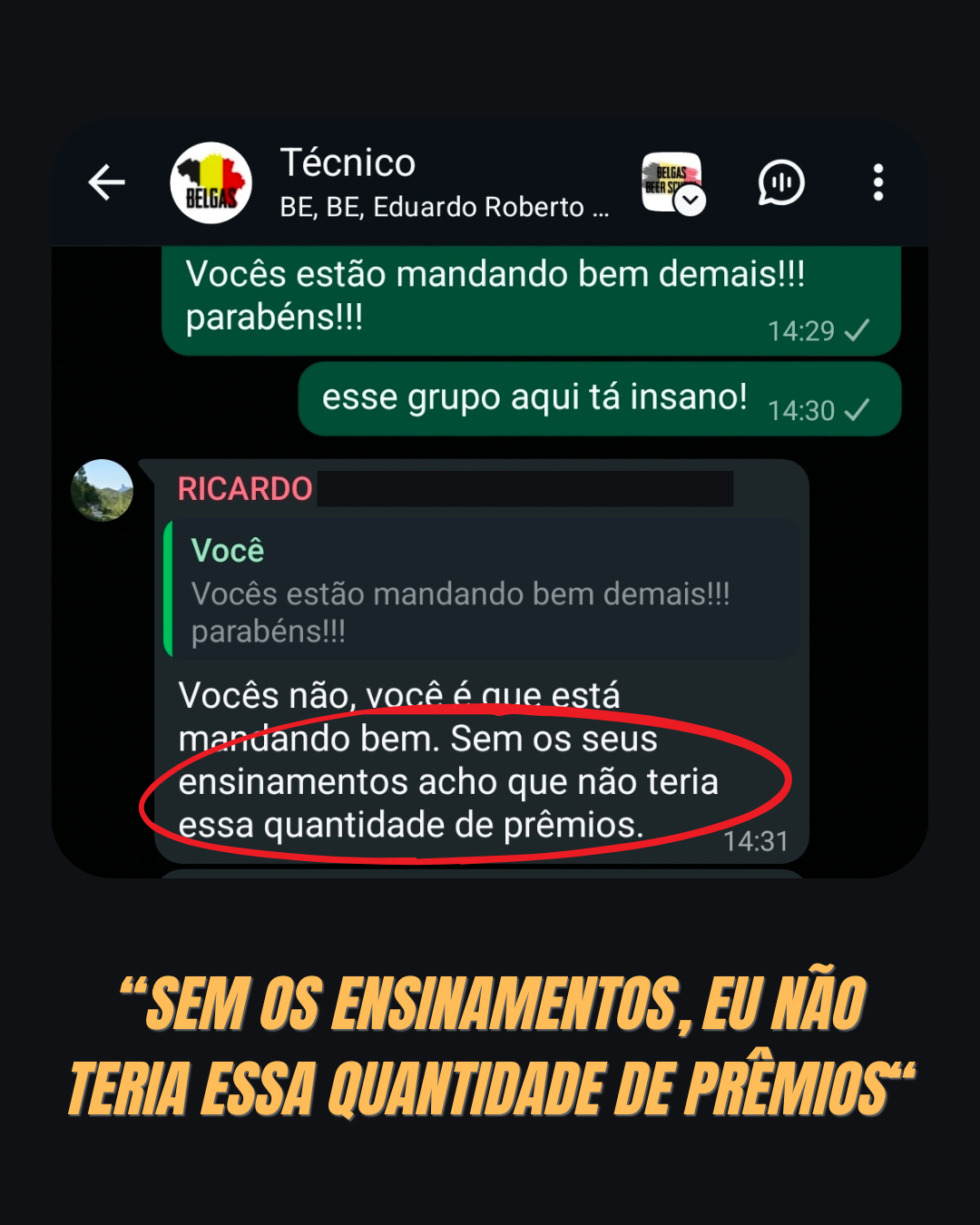 Print do grupo de alunos do curso de Belgas